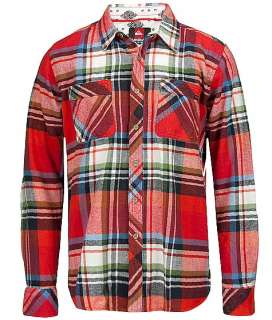 Quiksilver Mens Bigs Plaid Flannel Shirt Red  