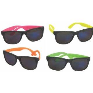    12   NEON 80s style PARTY SUNGLASSES with dark lens Toys & Games