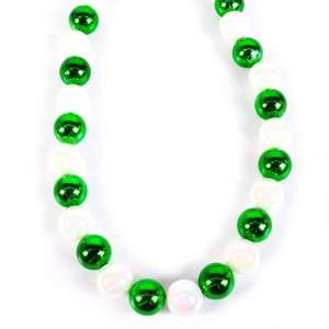  42 30 mm Round Green & White Beads Case Pack 6   676299 