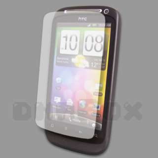 Leather Case Pouch Cover + Film For HTC Desire S p_Black  