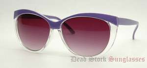 60s Vintage CATEYE / Cat Eye Sunglasses  PURPLE & CLEAR  