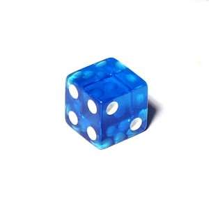  16mm d6 Blue Translucent Square Edge Dice with Blank 1 