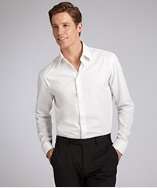 Armani white stretch cotton point collar dress shirt style# 319632501