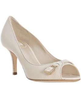 Christian Dior ivory calfskin Padlock peep toe pumps   up to 