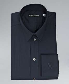 Dolce & Gabbana navy cotton blend embroidered D&G dress shirt