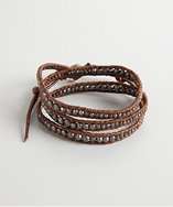 Chan Luu brown leather graduated bead triple wrap bracelet style 