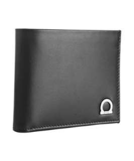 Ferragamo black calfskin leather bi fold wallet with coin pouch 