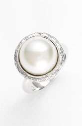 Majorica 14mm Round Pearl & Crystal Ring $175.00