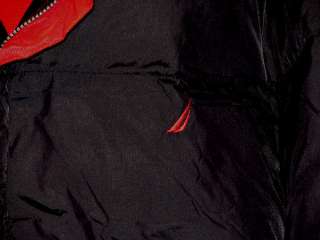 NEW Men Nautica Red Black Stripe Reversible Down NX3000 XL NWT Jacket 