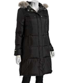 MICHAEL Michael Kors black quilted fur trim hooded down coat   