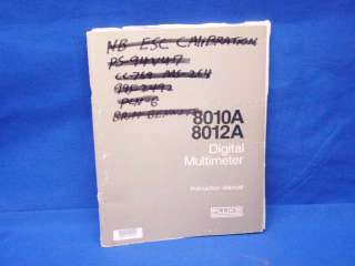 Fluke 8010A 8012A Digital Multimeter Instruction Manual  
