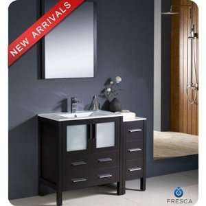  Torino 42 Inch Espresso Modern Bathroom Vanity with Side Cabinet 