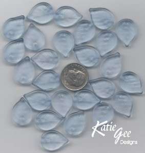 Czech Pressed Glass Flat Leaf Beads Lt Sapphire 18/13mm  