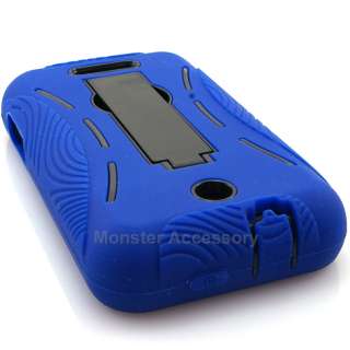 Blue Kickstand Double Layer Hard Case Gel Cover ZTE Score X500 Cricket 