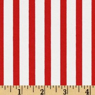 43 Wide Celebrate Seuss Flannel Squiggle Stripe Red/White Fabric By 