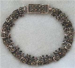   Gorgeous Estate Bracelet~lucky Elephant ~Sterling silver 925~Marcasite