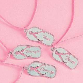   breast cancer awareness flip flop silver color sandal necklaces each