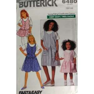  Butterick 6480 Pattern Childrens,Girls Jumper and Top Size 