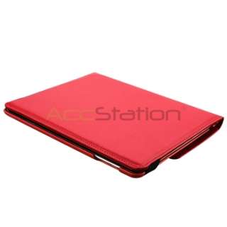   ° Rotating Portable Leather Case Hard Cover Swivel Stand Red  
