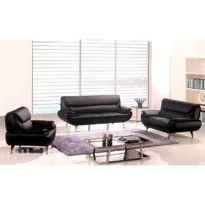  3pc Contemporary Modern Leather Sofa Set #AM 001 BK