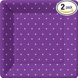  Design Swiss Dot Purple 10 Inch Square Dinner Plate, (Pack 