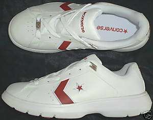 CONVERSE Womens Leather Athletic Shoes White with Red Size 10  