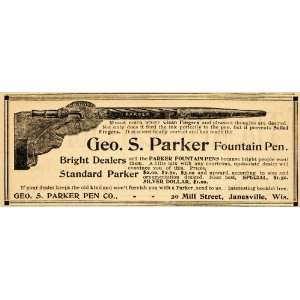  1898 Vintage Ad Geo. S. Parker Fountain Pen Antique 