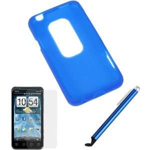   Screen Protector + Blue Stylus with Flat Tip for Sprint HTC EVO 3D