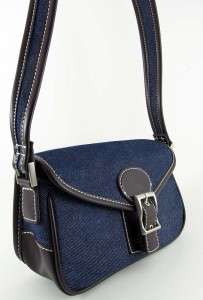 Womens LIZ CLAIBORNE Blue Jean Denim Handbag Shoulder Tote Bag Purse 