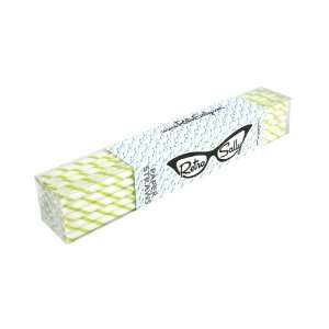  Paper Straws 8   Pack of 25 Lime Green Slim Stripe by 