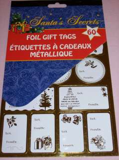 x50 60 Christmas Foil Gift Tag wrap silver gold santa  