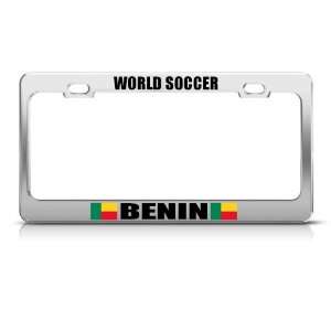 Benin Flag World Soccer Metal license plate frame Tag Holder