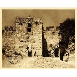  1925 Jerusalem Old City Wall Dung Gate Mograbi People 