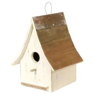 Wilco Imports White Wash Wood Decorative Bird House, 7 1/2 
