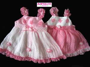 NEW Baby Girls Clothes Chiffon Dress Pink/White  