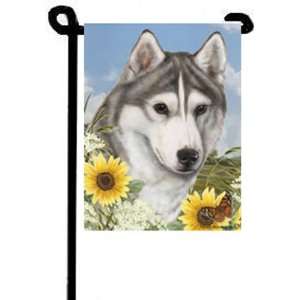  Siberian Husky Summer Flowers Garden Flag 