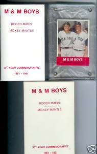 New York Yankees Mickey Mantle & Roger Maris M&M Boys 30th Year 