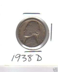 1938D Jefferson Nickel Circulated condition  