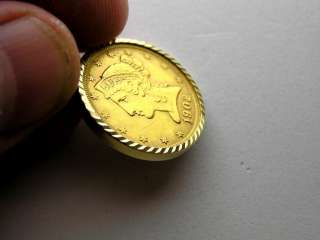 1902 USA $5 Liberty Gold Half Eagle Coin Set in 14K Gold Bezel  