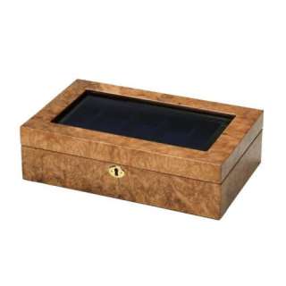New Wood Watch & Ring Collection Box w/ Glass Lid  