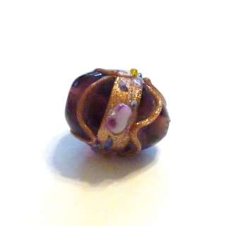 Venetian Beads, Glass, Wedding Cake, Oval, Purple (10)  