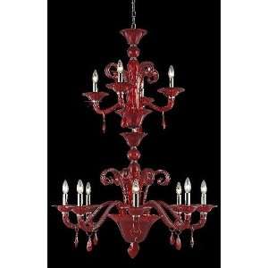 Muse Collection 12 Light 52ö Red Murano Style Glass Crystal Entryway 