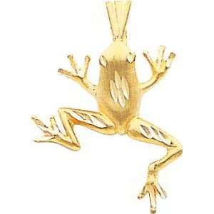  14K Gold Diamond Cut Frog Charm Jewelry