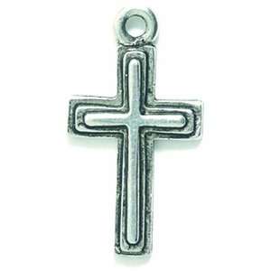  Shipwreck Beads Pewter Cross Charm, 14 by 25mm, Metallic 