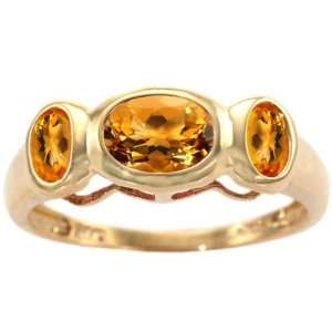   Yellow Gold Classic Three Stone Ring Citrine, size7 diViene Jewelry