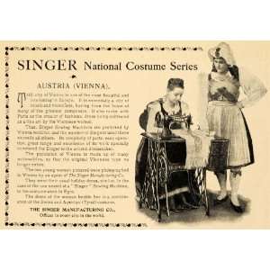 1898 Ad Singer National Costume Austria Vienna Sewing   Original Print 
