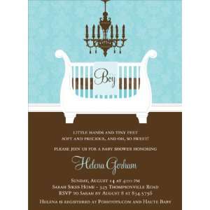   Sleigh Crib Bali & Chocolate Baby Shower Invitations