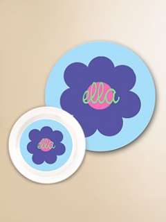 Preppy Plates   Personalized Plate & Bowl Set/Picked Daisy Grape