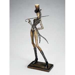 Handmade   Sculpture Tap Queen   Lady in top hat and tails with cane 