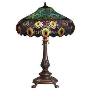 DARK Peacock Tiffany styled Table Lamp